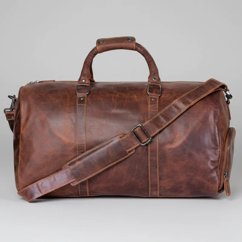 Greenwood Leather Overnight Travel Duffle Bag. Premium Weekender & Gym Companion
