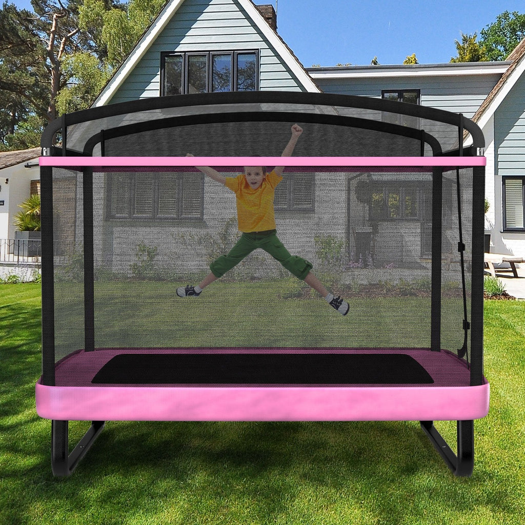 6 FT Kids Trampoline with Swing and Horizontal Bar Small Rectangle Trampoline-Blue