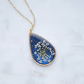 Collier céleste - fleurs de carottes - goutte 20mm