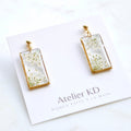 Boucles d'oreilles Estelle blanc- rectangle (moyen)