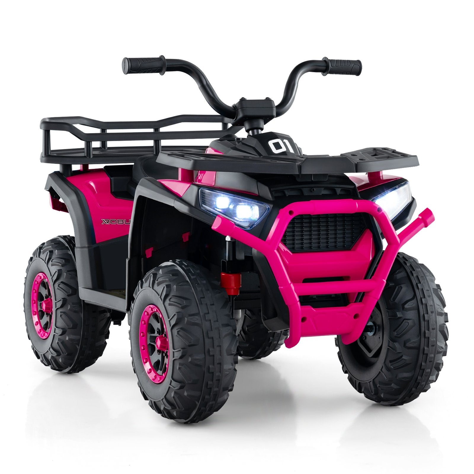 24V Kids Ride on Electric ATV Quad Car with Realistic Sounds and  LED Lights-Black
