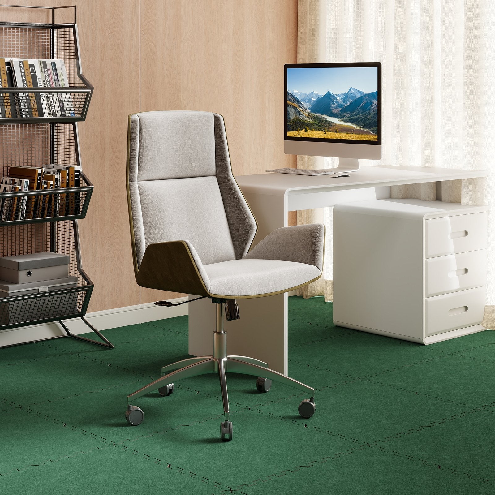 25 Pack-100 Sq.Ft. Foam Floor Tiles Interlocking Carpet Tiles with Edge Borders-Beige