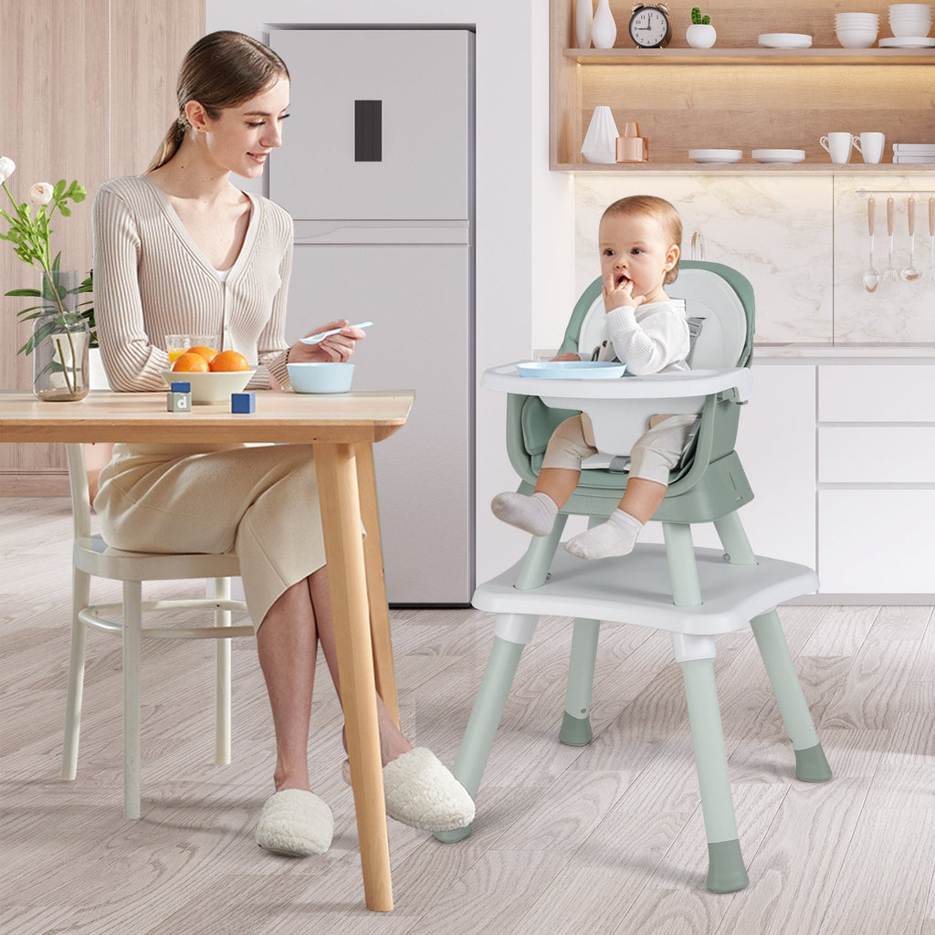 6-in-1 Convertible Baby High Chair with Adjustable Removable Tray-Black