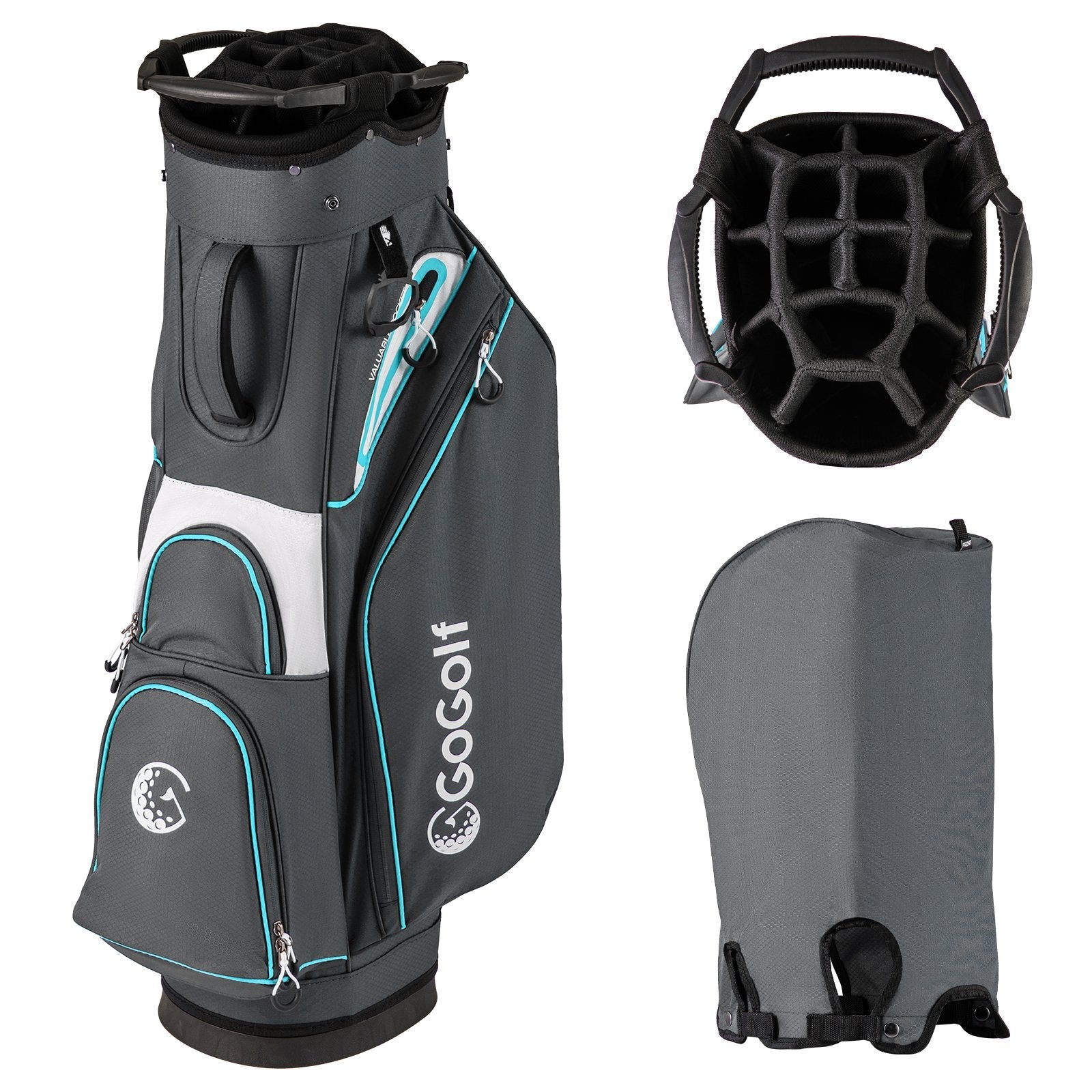 Golf Cart Bag Lightweight Portable Golf Club Organizer Bag-Gray