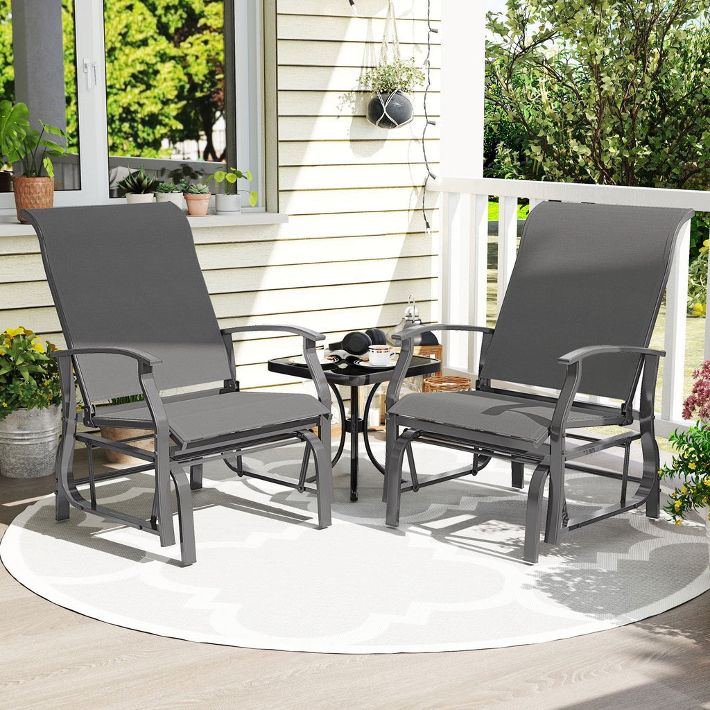 Outdoor Glider Chairs Set of 2 with Ergonomic Backrest and Seat-Beige