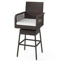 29 Inches Patio 360° Swivel Bar Stool with Cross-Woven Armrests and Seat Cushion-White