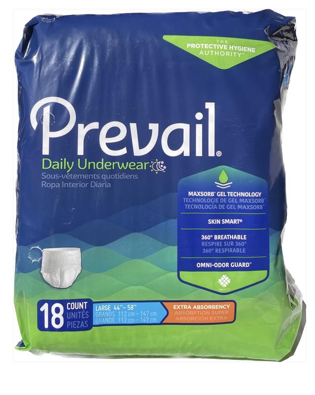Prevail Extra Absorbency Incontinence Underwear, Large, 18-Count Adult Diaper