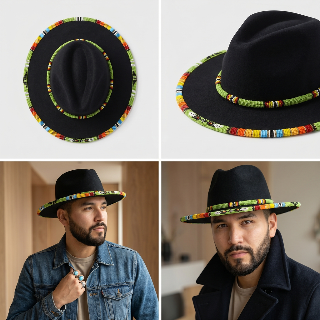 Size-62 Handmade Beaded Hat