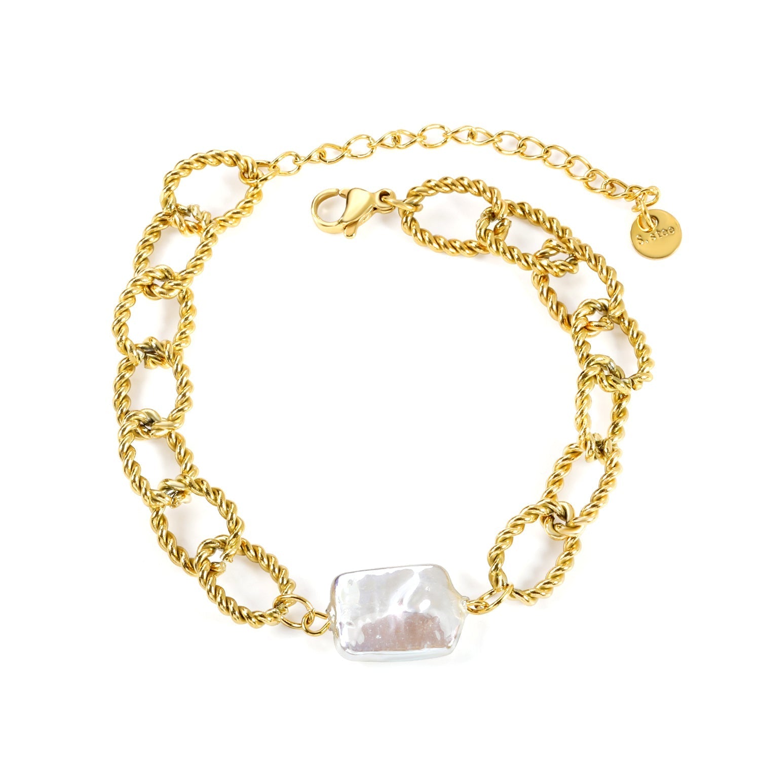 Twisted Pearl Loop Bangle