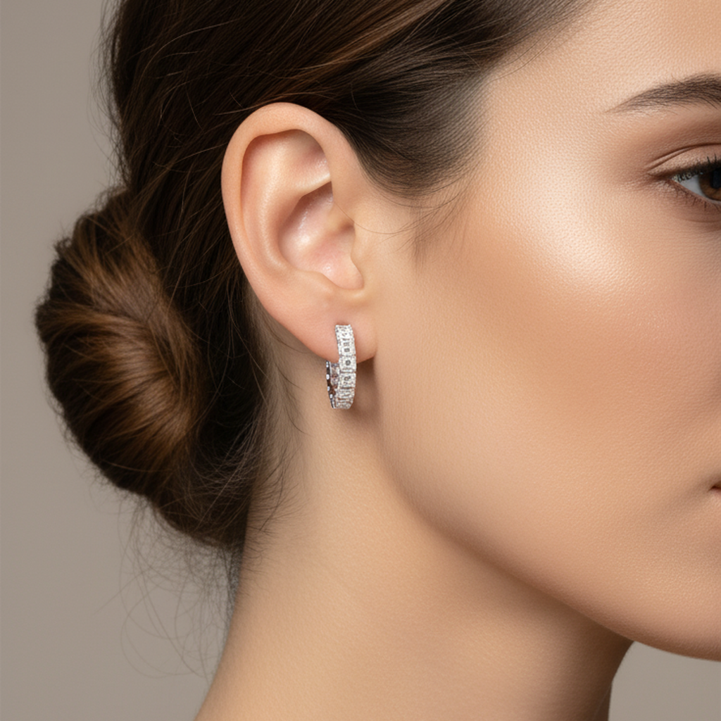 C-Shaped Radiant Diamond Studs