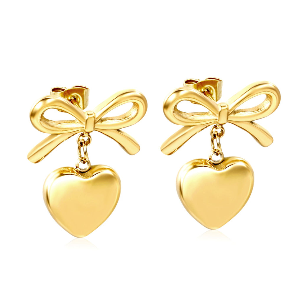 Bow & Heart Charm Studs
