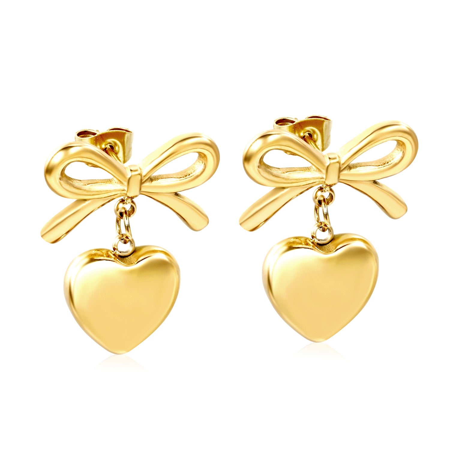 Bow & Heart Charm Studs