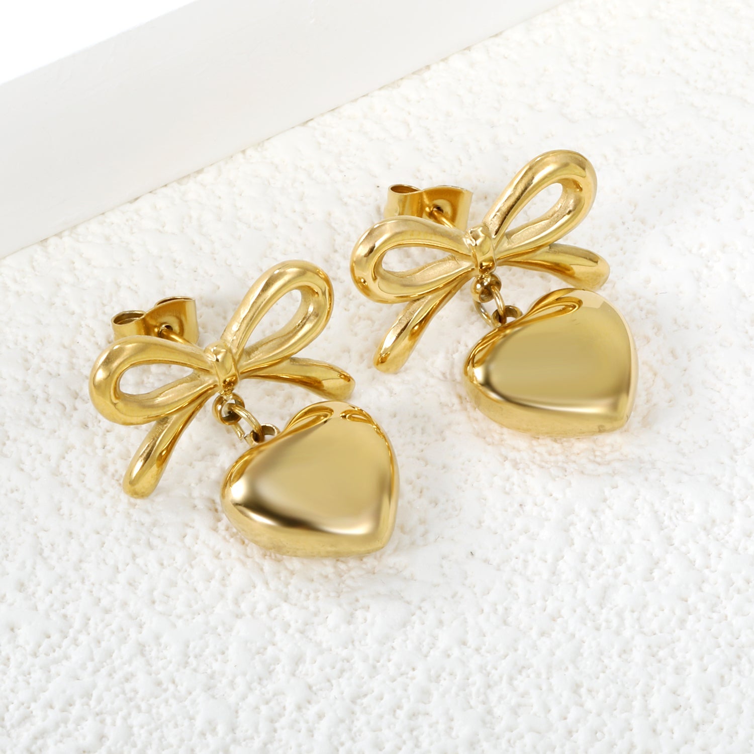 Bow & Heart Charm Studs