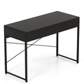 2-Drawer Home Office Desk with Steel Frame-Black