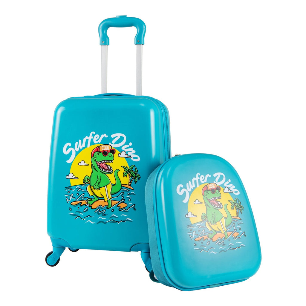 2 PCS Kid Luggage Set With Spinner Wheels for Children Boys Girls-Blue