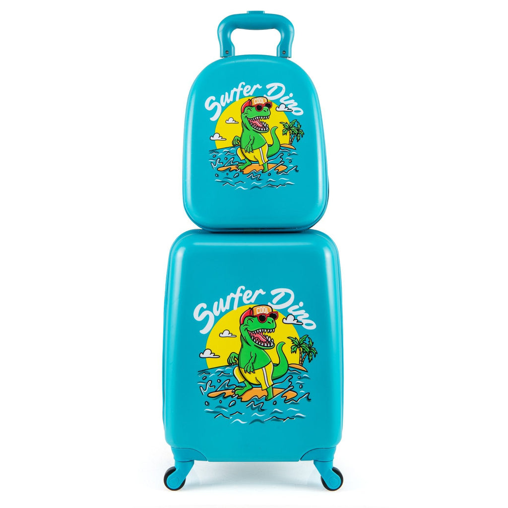 2 PCS Kid Luggage Set With Spinner Wheels for Children Boys Girls-Blue
