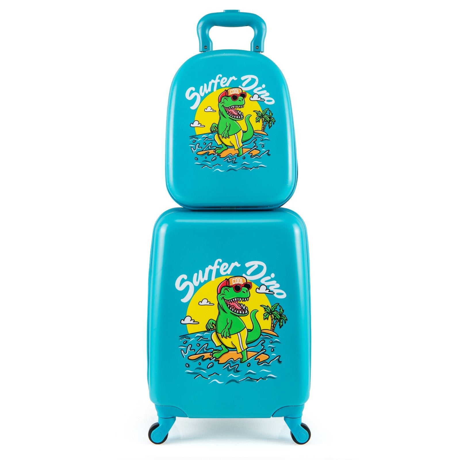 2 PCS Kid Luggage Set With Spinner Wheels for Children Boys Girls-Blue