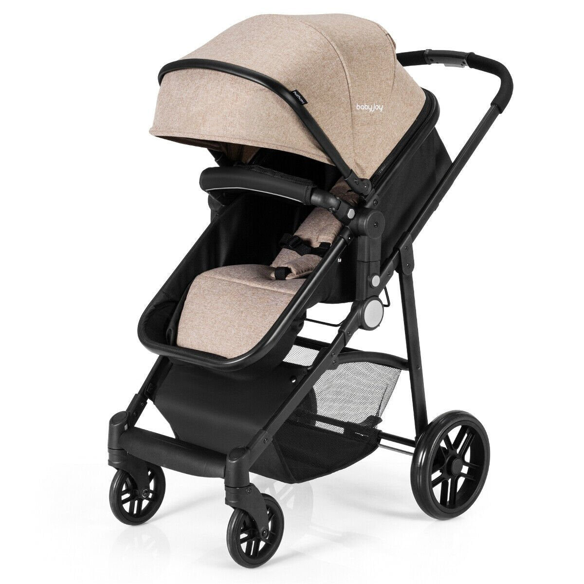 2 in 1 Foldable Pushchair Newborn Infant Baby Stroller-Black