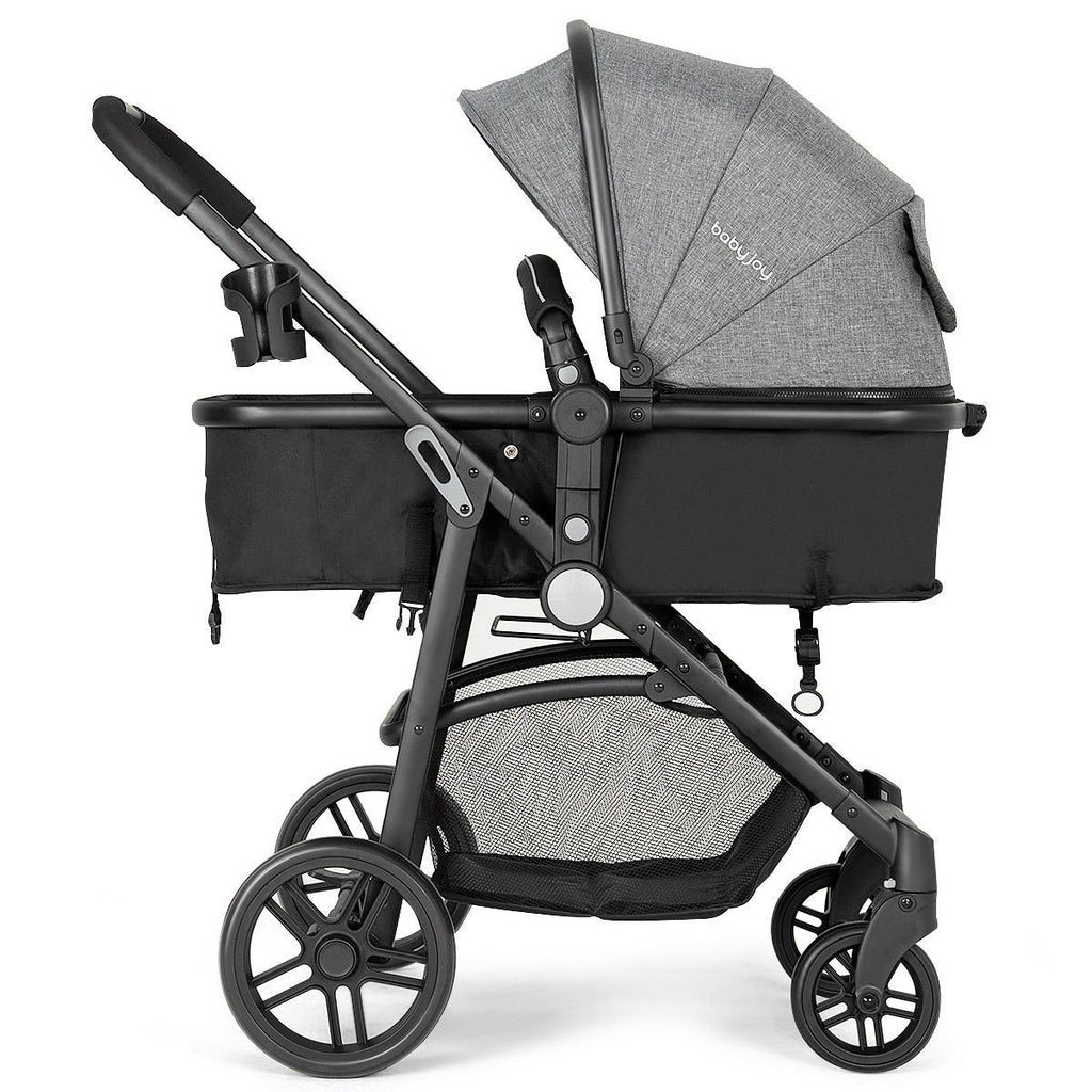 2 in 1 Foldable Pushchair Newborn Infant Baby Stroller-Black