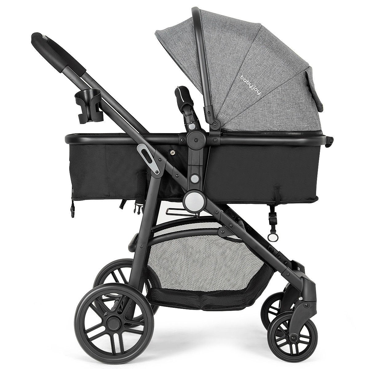 2 in 1 Foldable Pushchair Newborn Infant Baby Stroller-Black