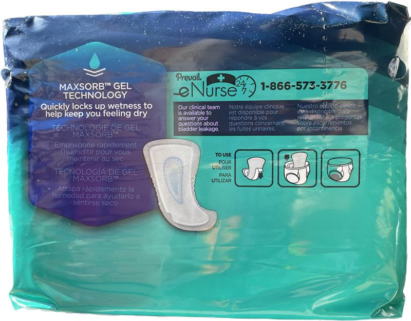 Prevail for Men Daily Male Guards – One Size, Maximum Absorbency | Pack of 14 or Case of 126 (9 x 14 Packs)