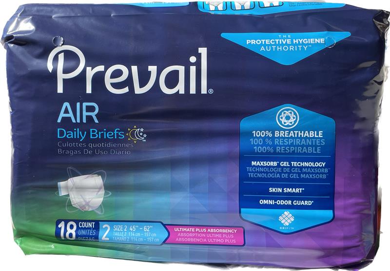 Prevail Air Daily Briefs Ultimate plus Absorbency Size 2 - 18 count Adult diaper