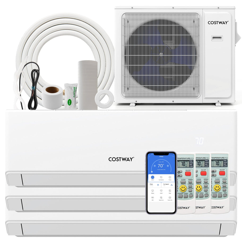 30000 BTU 3 Zone 23 SEER2 Mini Split Air Conditioner Wifi Enabled with Heat Pump-9K + 9K + 12K