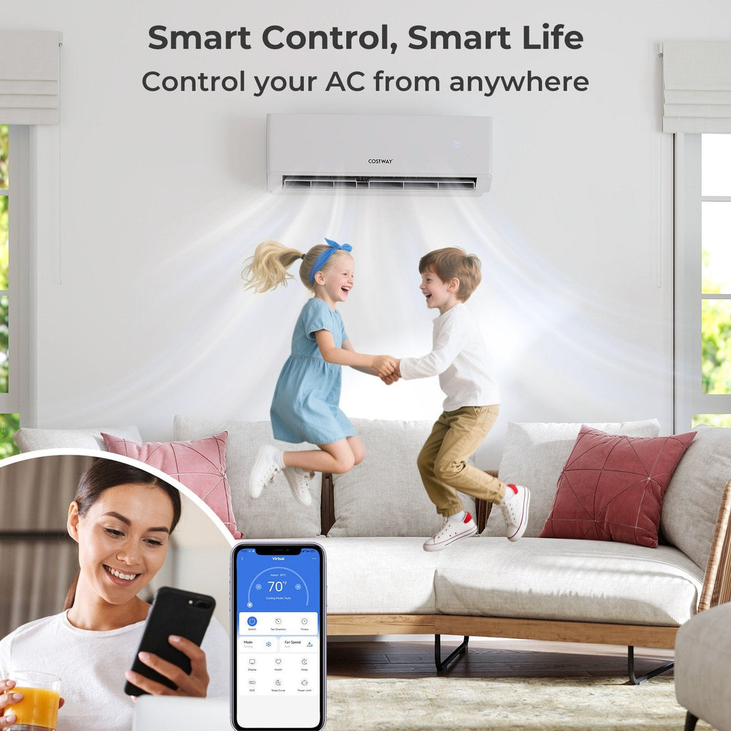 30000 BTU 3 Zone 23 SEER2 Mini Split Air Conditioner Wifi Enabled with Heat Pump-9K + 9K + 12K
