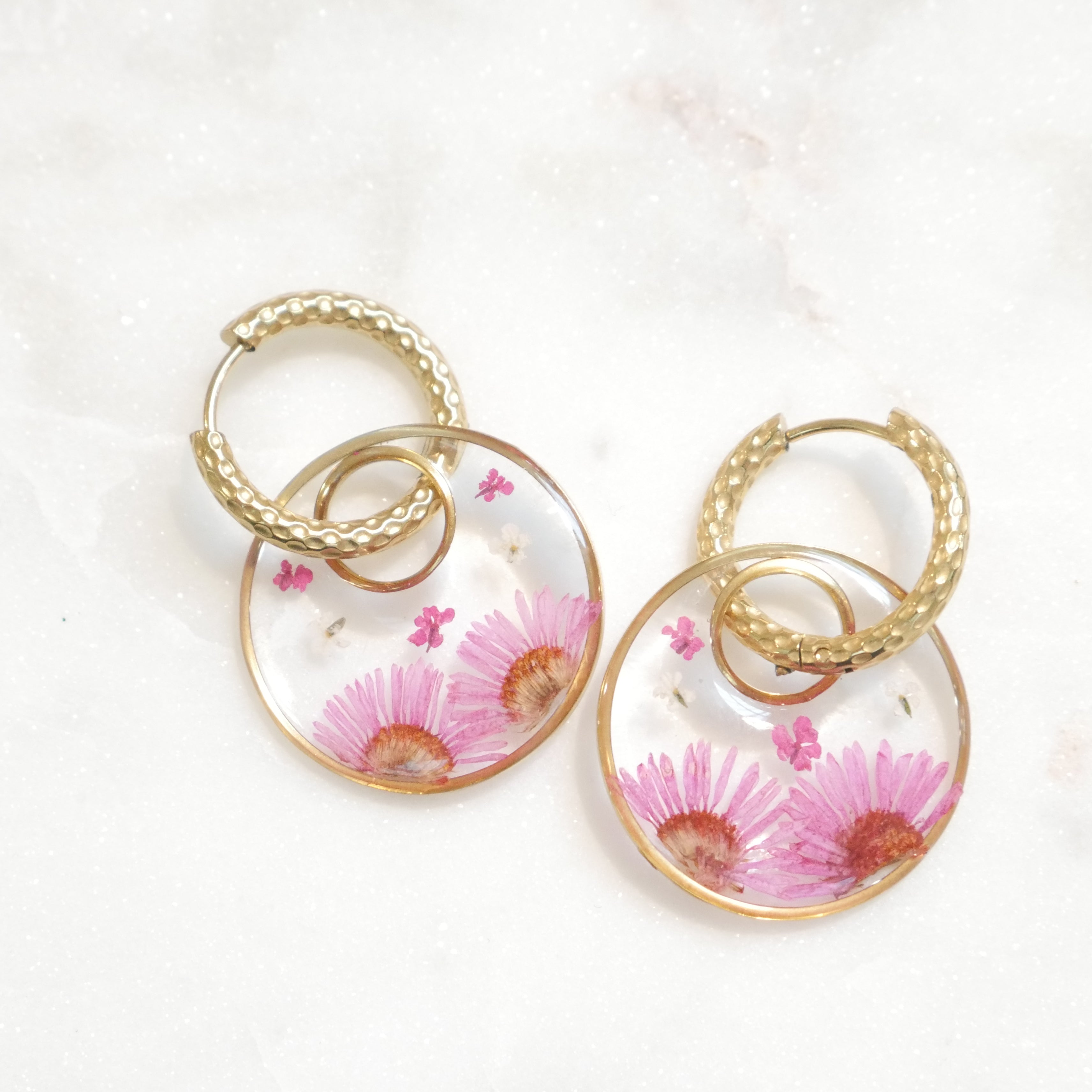 Boucles d'oreilles Thalia fushia - rond  - (XL)