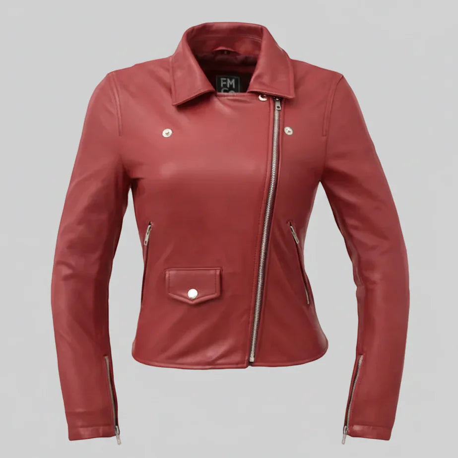 Women’s Lightweight Leather Fashion Jacket | Soft Naked Cowhide Casual Moto Style