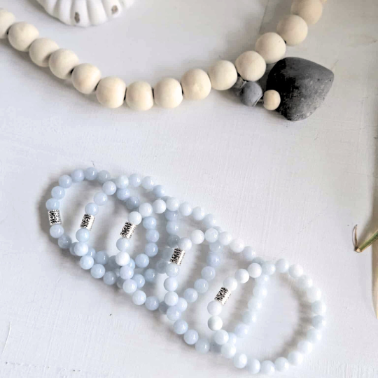 Chalcedony Gemstone Bead Bracelet
