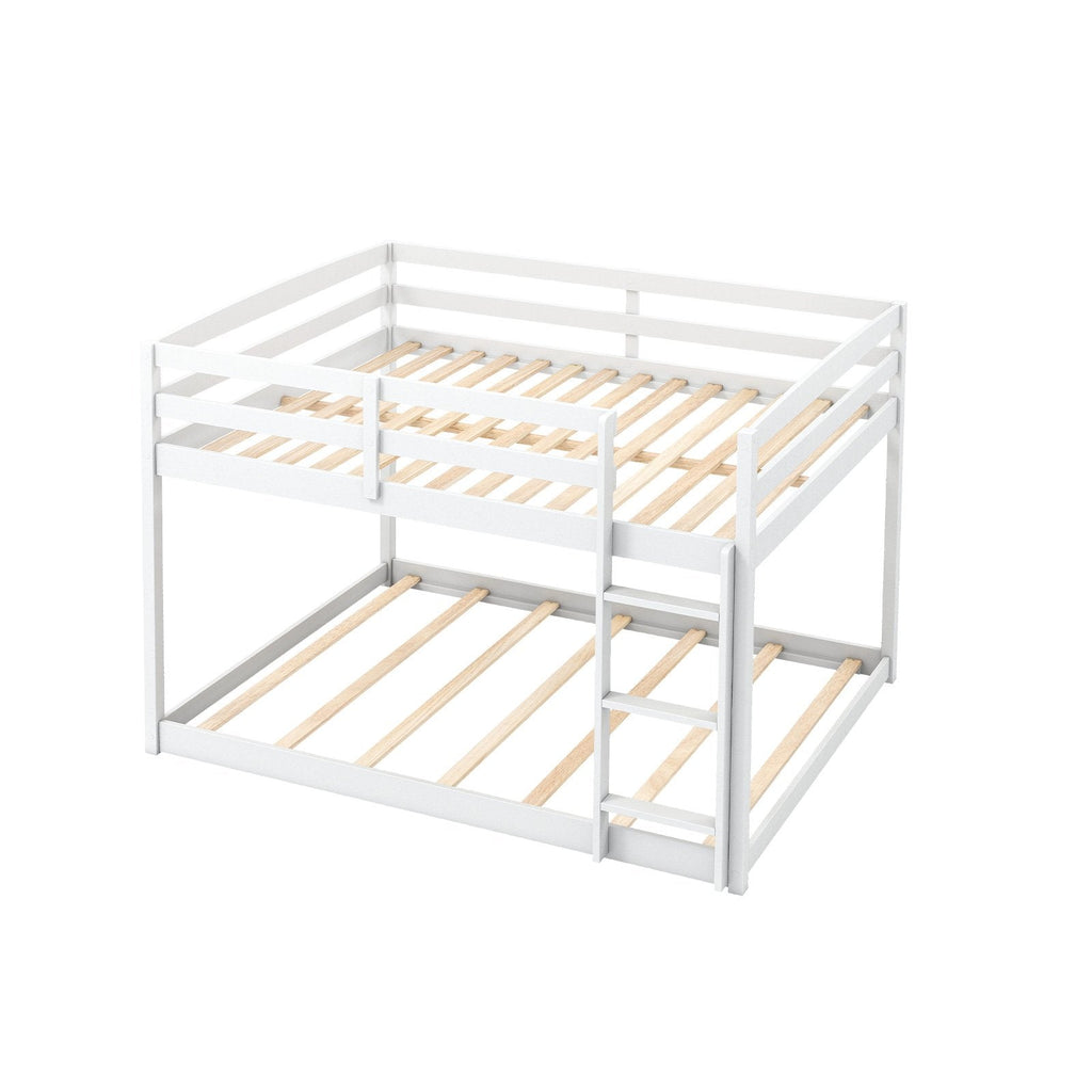 Full Over Full Bunk Bed Low-to-ground Bunk Bed-Gray