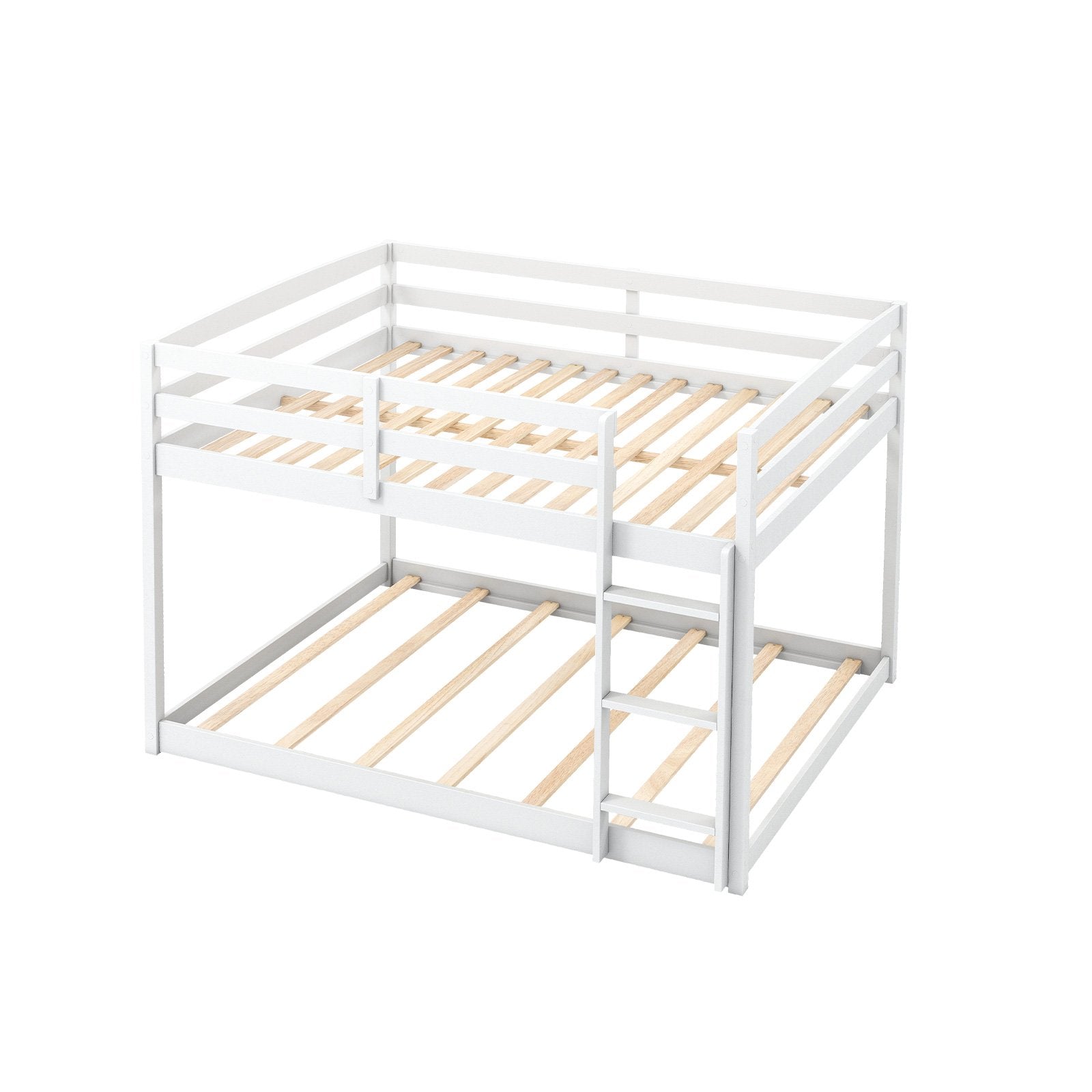 Full Over Full Bunk Bed Low-to-ground Bunk Bed-Gray