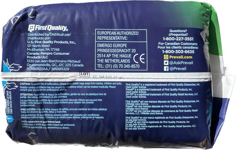 Prevail Air Daily Briefs Ultimate plus Absorbency Size 2 - 18 count Adult diaper
