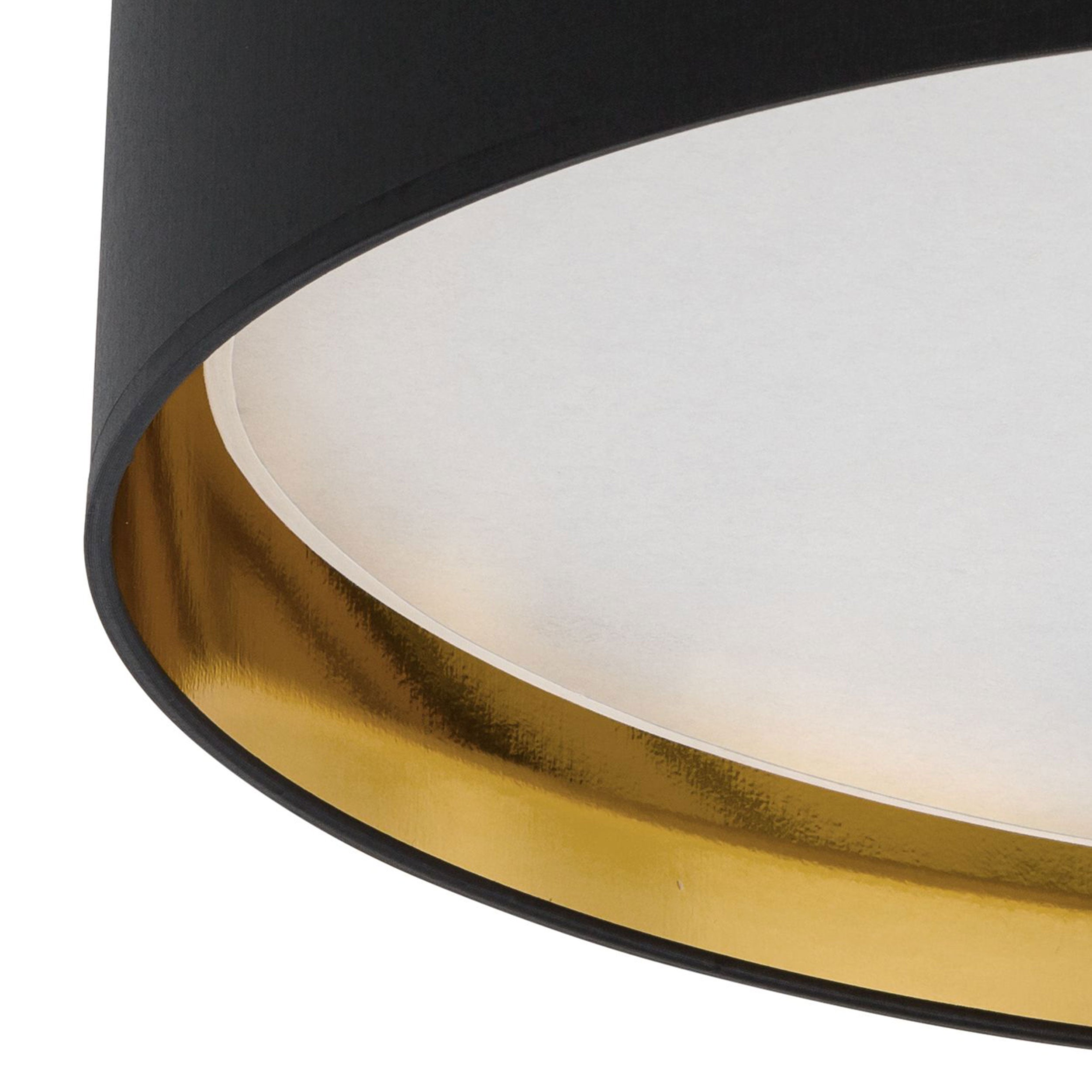 BILBAO Gold Fabric Flush Mount Ceiling Light for Bedroom, Hallway & Living Room