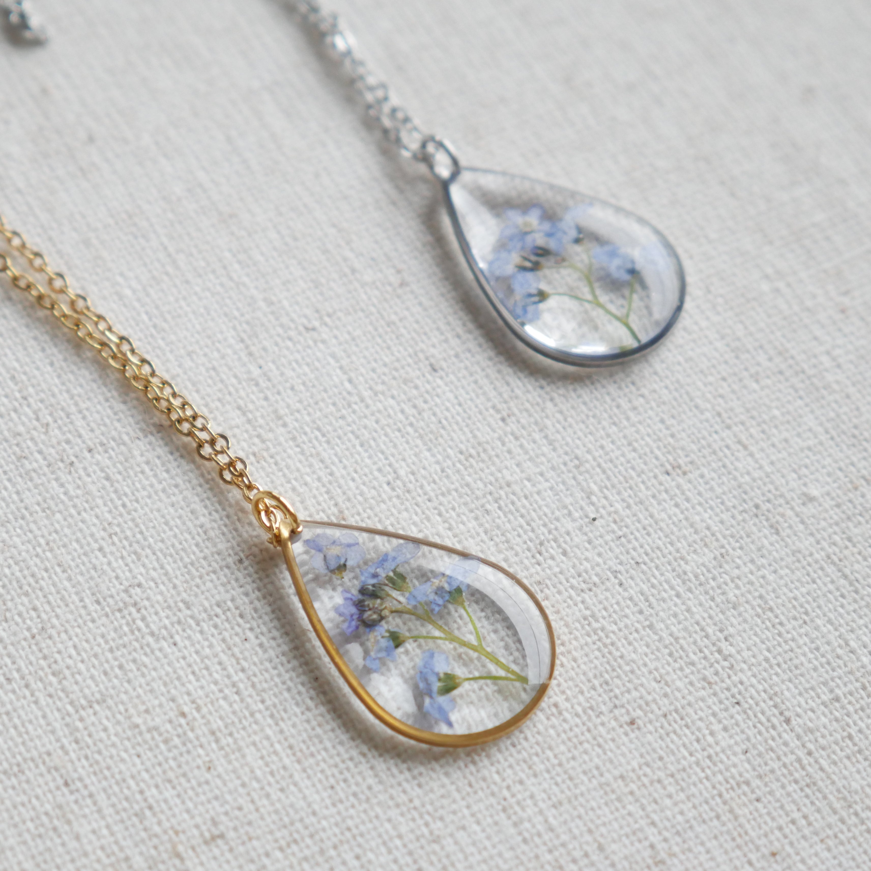 Collier Myosotis - goutte (grand)