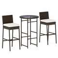 3 Piece Outdoor Bar Set Patio Heavy-Duty Metal Barstool and Table Set-White