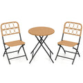 3 Piece Patio Bistro Set Folding Round Table and Chairs with Wicker Seat