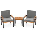 3 Piece Patio Furniture Set Outdoor Conversation Set with Coffee Table-Grey