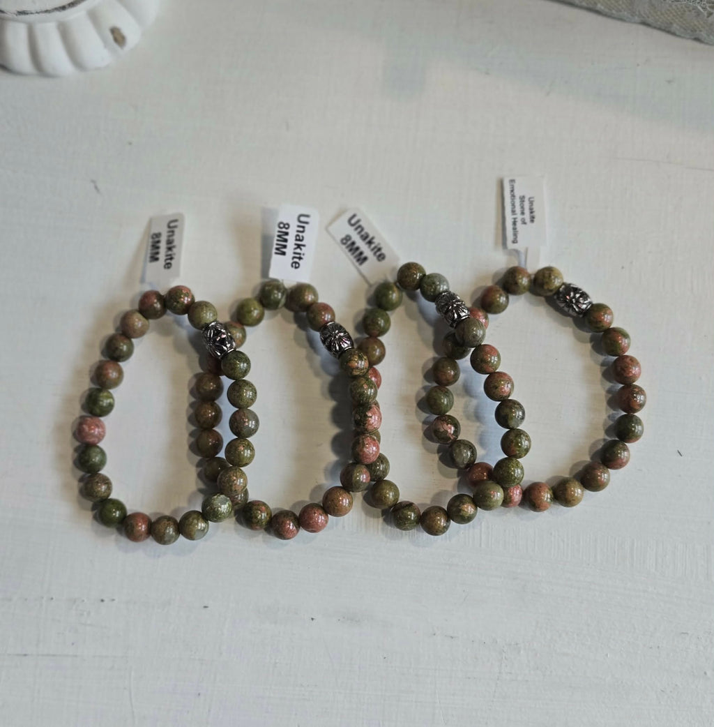 Unakite Gemstone Bead Bracelet