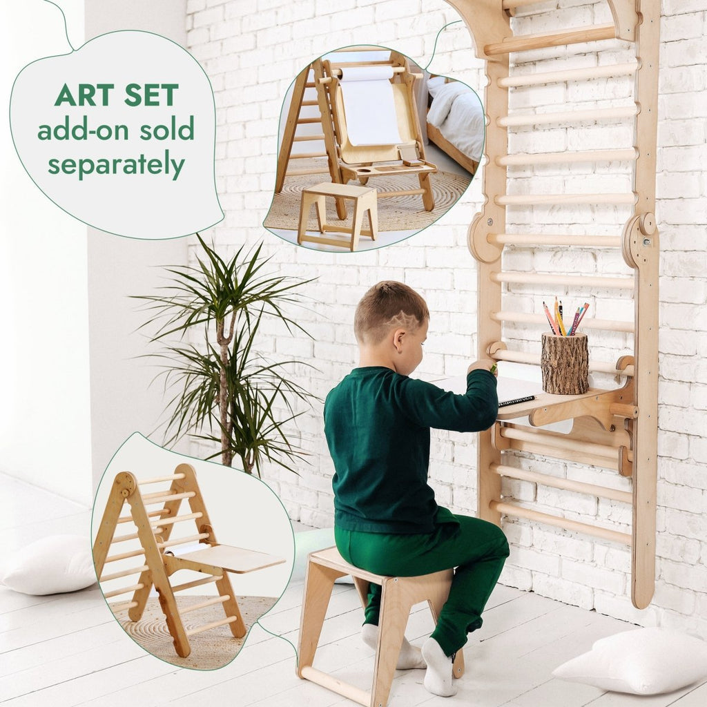 6in1: Wooden Swedish Wall / Climbing ladder for Children + Swing Set + Slide Board