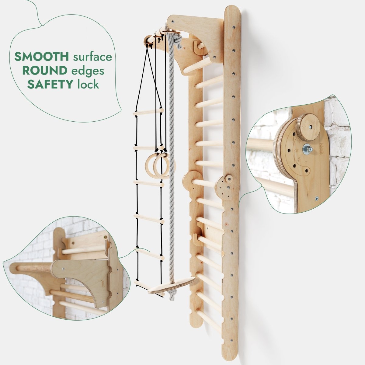 6in1: Wooden Swedish Wall / Climbing ladder for Children + Swing Set + Slide Board
