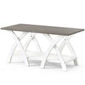 40 Inch Farmhouse Wooden Coffee Table with Storage Shelf with X-shaped Legs-Gray