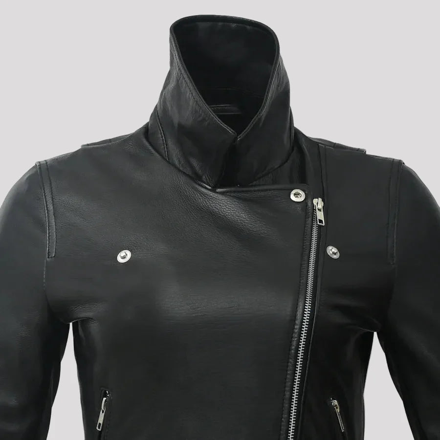 Women’s Lightweight Leather Fashion Jacket | Soft Naked Cowhide Casual Moto Style