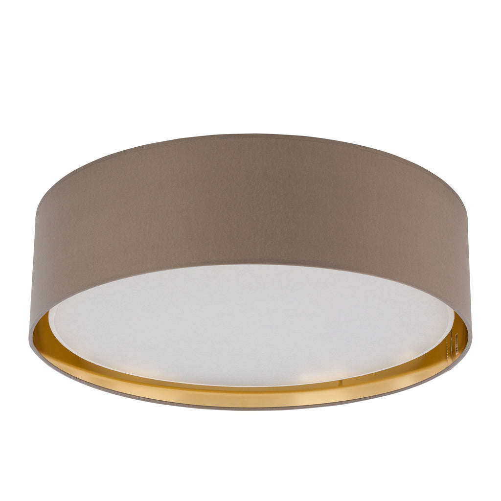 BILBAO Gold Fabric Flush Mount Ceiling Light for Bedroom, Hallway & Living Room