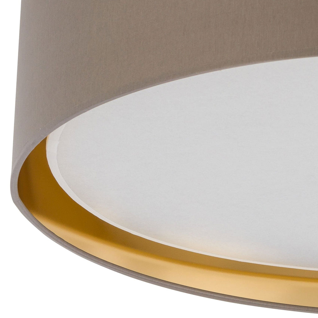 BILBAO Gold Fabric Flush Mount Ceiling Light for Bedroom, Hallway & Living Room
