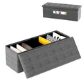 43 Inches Folding Storage Ottoman Bench Linen End of Bed Bench with Padded Seat-Dark Gray