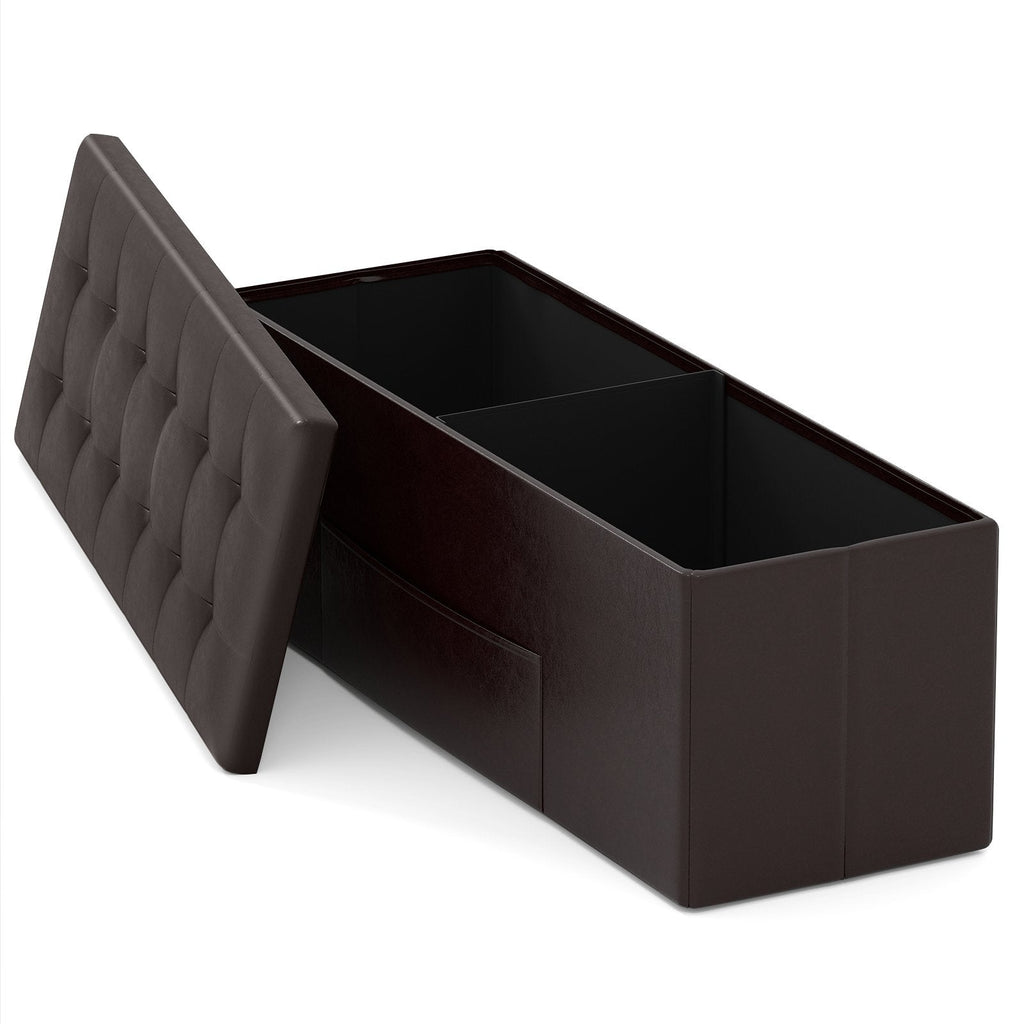 43 Inches Folding Storage Ottoman Bench Foot Rest Stool End of Bed Bench-Black