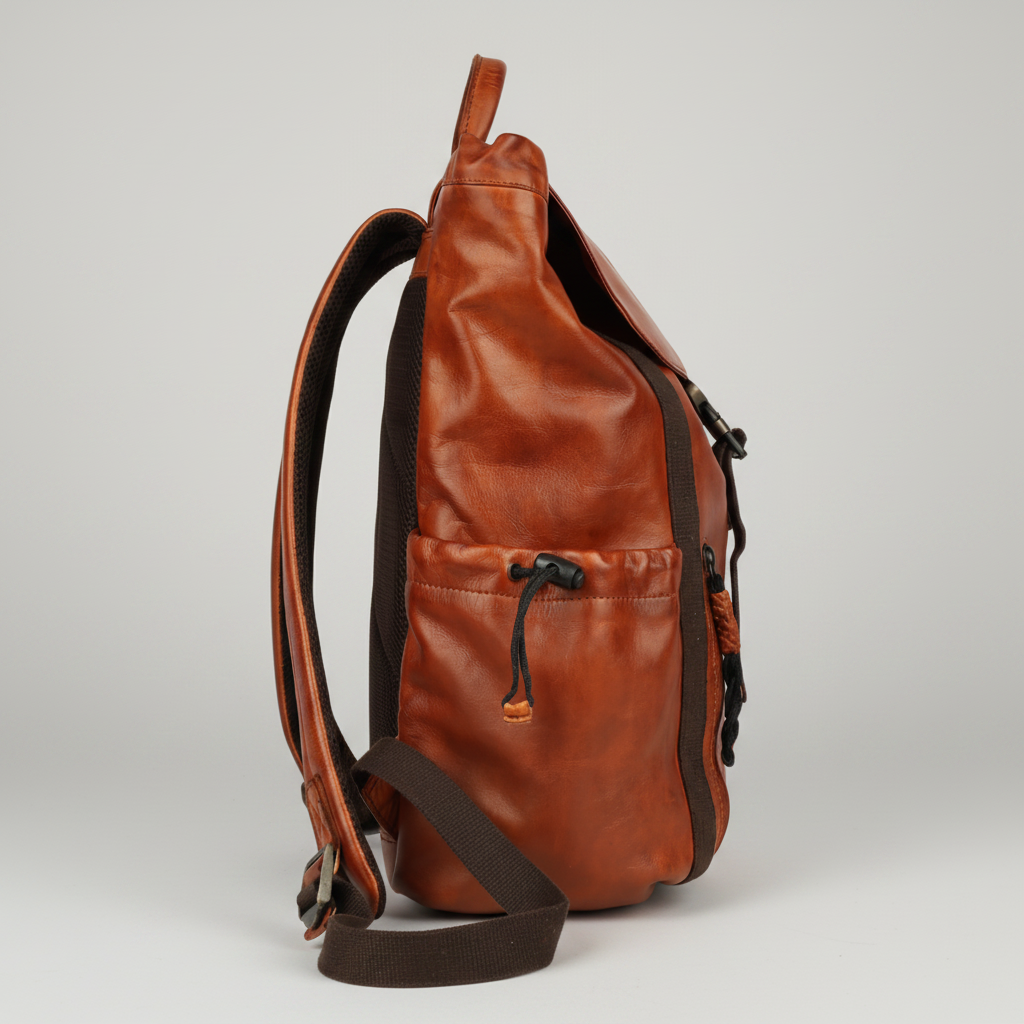 MET Two Adjustable Strap Leather Backpack. Premium Rucksack with Tech Sleeve