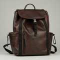 MET Two Adjustable Strap Leather Backpack. Premium Rucksack with Tech Sleeve